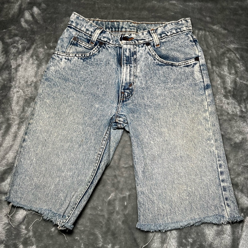 Levi's Shorts Boys Size 10 Blue Orange Tab Stone‎ Wash Raw Hem Skater Grunge VTG